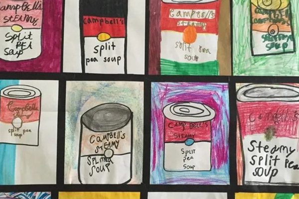 A close up of many different types of soup cans